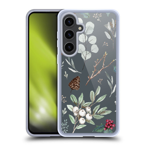 Anis Illustration Floral Pattern Christmas Eucalyptus Blue Soft Gel Case for Samsung Galaxy S24+ 5G