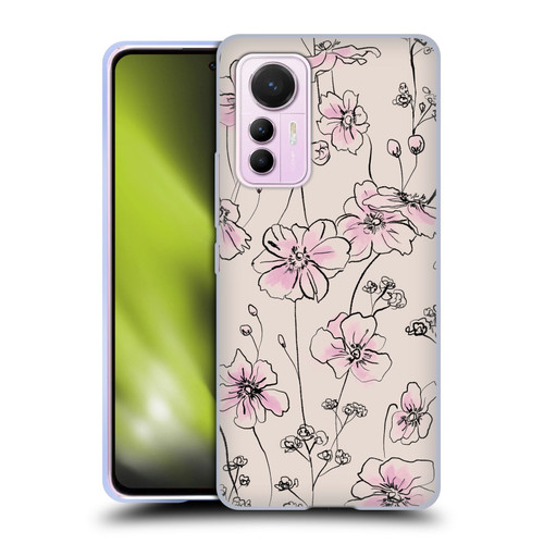 Anis Illustration Floral Pattern Wild Roses Beige Pink Soft Gel Case for Xiaomi 12 Lite