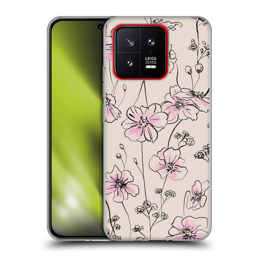 Anis Illustration Floral Pattern Wild Roses Beige Pink Soft Gel Case for Xiaomi 13 5G