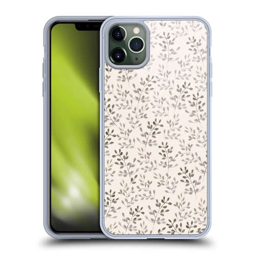 Anis Illustration Mix Pattern Tiny Leaves Beige Soft Gel Case for Apple iPhone 11 Pro Max