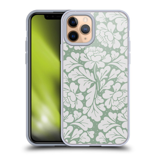 Anis Illustration Mix Pattern Baroque Pastel Green Soft Gel Case for Apple iPhone 11 Pro