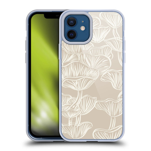 Anis Illustration Mix Pattern Mushrooms Neutrals Soft Gel Case for Apple iPhone 12 / iPhone 12 Pro