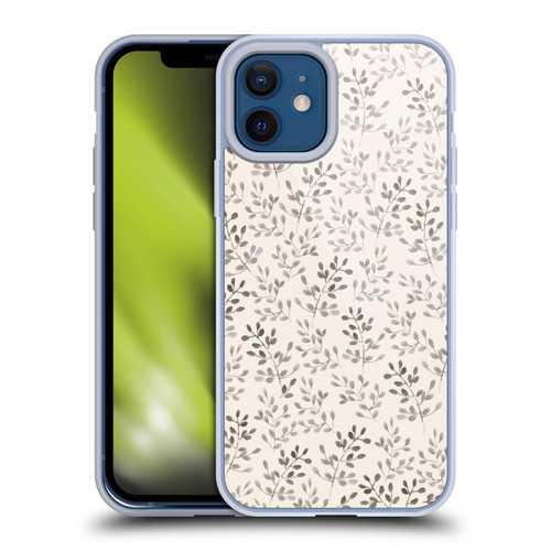Anis Illustration Mix Pattern Tiny Leaves Beige Soft Gel Case for Apple iPhone 12 / iPhone 12 Pro