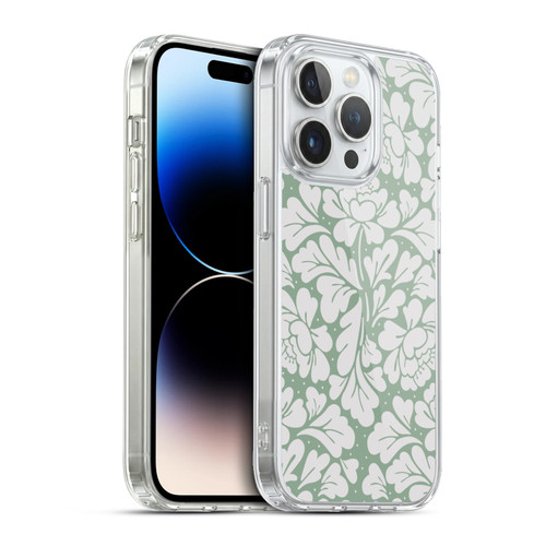 Anis Illustration Mix Pattern Baroque Pastel Green Soft Gel Case for Apple iPhone 13 Pro & MagSafe