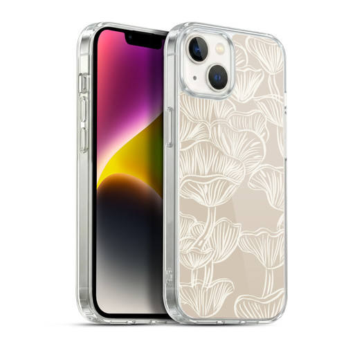 Anis Illustration Mix Pattern Mushrooms Neutrals Soft Gel Case for Apple iPhone 14 Plus & MagSafe