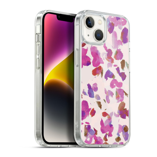 Anis Illustration Mix Pattern Soft Feminine Pink Flowers Soft Gel Case for Apple iPhone 14 Plus & MagSafe