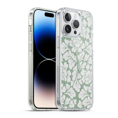 Anis Illustration Mix Pattern Baroque Pastel Green Soft Gel Case for Apple iPhone 14 Pro Max & MagSafe