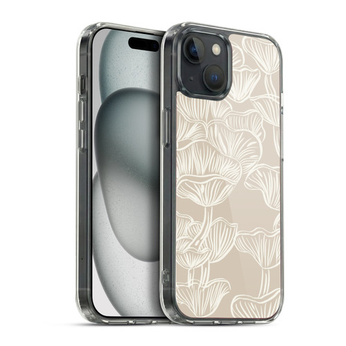 Anis Illustration Mix Pattern Mushrooms Neutrals Soft Gel Case for Apple iPhone 15 Plus & MagSafe