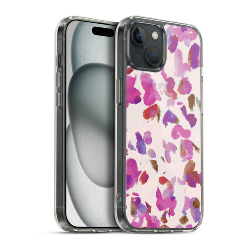 Anis Illustration Mix Pattern Soft Feminine Pink Flowers Soft Gel Case for Apple iPhone 15 Plus & MagSafe
