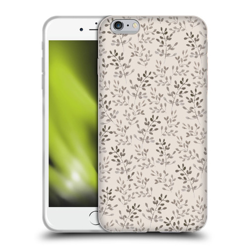Anis Illustration Mix Pattern Tiny Leaves Beige Soft Gel Case for Apple iPhone 6 Plus / iPhone 6s Plus