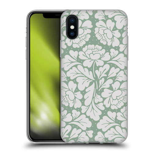 Anis Illustration Mix Pattern Baroque Pastel Green Soft Gel Case for Apple iPhone X / iPhone XS