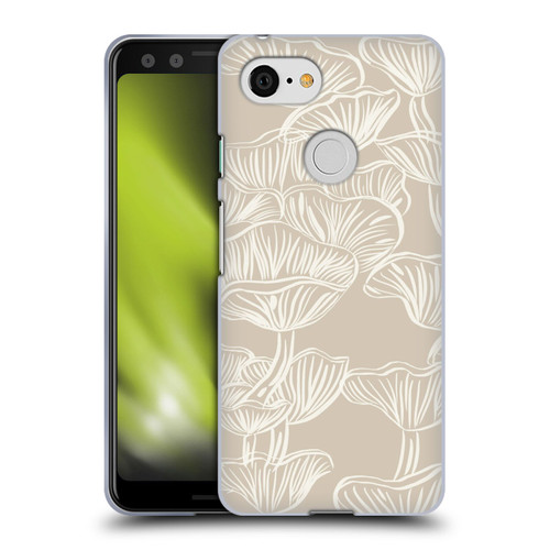 Anis Illustration Mix Pattern Mushrooms Neutrals Soft Gel Case for Google Pixel 3