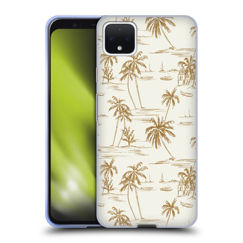 Anis Illustration Mix Pattern Beach Beige Gold Soft Gel Case for Google Pixel 4 XL