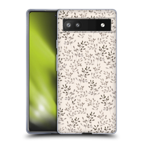 Anis Illustration Mix Pattern Tiny Leaves Beige Soft Gel Case for Google Pixel 6a