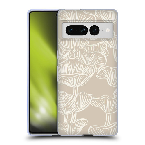 Anis Illustration Mix Pattern Mushrooms Neutrals Soft Gel Case for Google Pixel 7 Pro