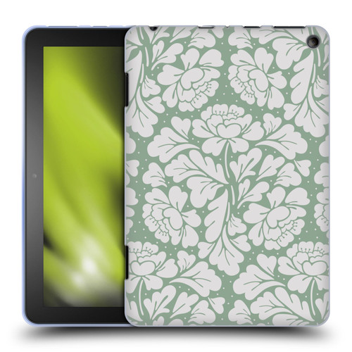 Anis Illustration Mix Pattern Baroque Pastel Green Soft Gel Case for Amazon Fire HD 8/Fire HD 8 Plus 2020