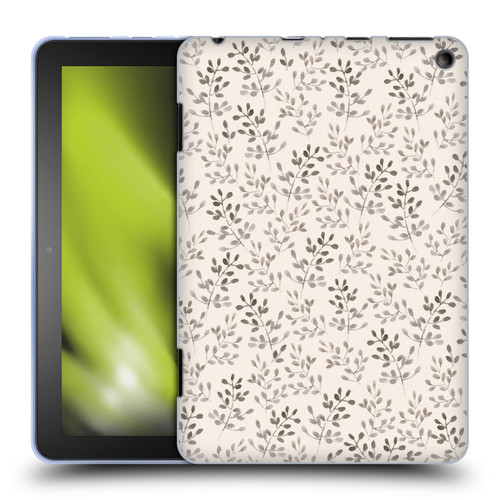 Anis Illustration Mix Pattern Tiny Leaves Beige Soft Gel Case for Amazon Fire HD 8/Fire HD 8 Plus 2020