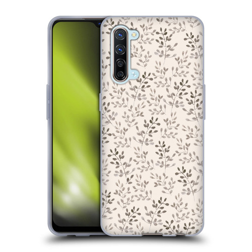 Anis Illustration Mix Pattern Tiny Leaves Beige Soft Gel Case for OPPO Find X2 Lite 5G