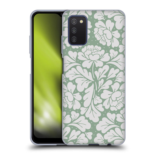 Anis Illustration Mix Pattern Baroque Pastel Green Soft Gel Case for Samsung Galaxy A03s (2021)