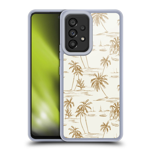 Anis Illustration Mix Pattern Beach Beige Gold Soft Gel Case for Samsung Galaxy A53 5G (2022)