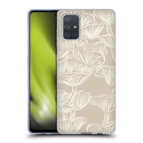 Anis Illustration Mix Pattern Mushrooms Neutrals Soft Gel Case for Samsung Galaxy A71 (2019)