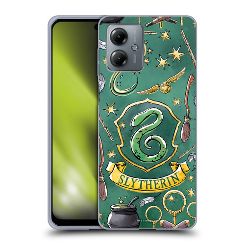 Harry Potter Deathly Hallows XIII Slytherin Pattern Soft Gel Case for Motorola Moto G14