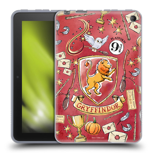 Harry Potter Deathly Hallows XIII Gryffindor Pattern Soft Gel Case for Amazon Fire 7 2022