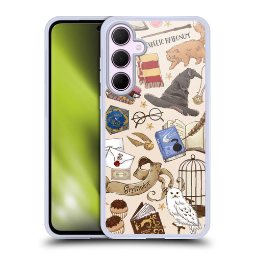 Harry Potter Deathly Hallows XXXVII Hogwarts Pattern Soft Gel Case for Samsung Galaxy A35 5G