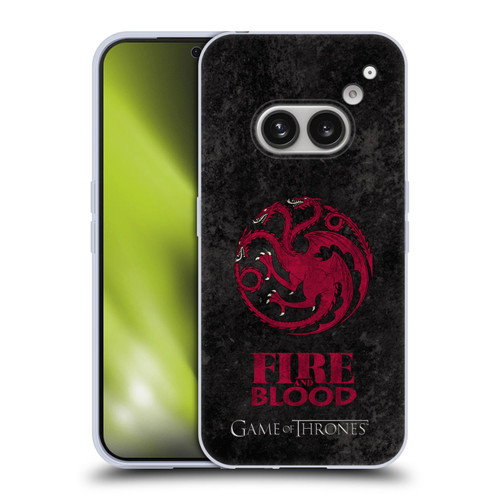 HBO Game of Thrones Dark Distressed Look Sigils Targaryen Soft Gel Case for Nothing Phone (2a)