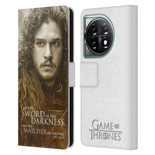 HBO Game of Thrones Character Portraits Jon Snow Leather Book Wallet Case Cover For OnePlus 11 5G