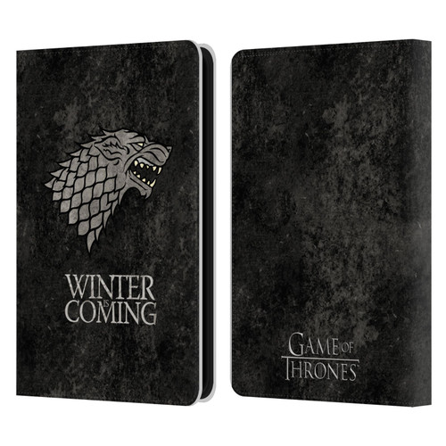 HBO Game of Thrones Dark Distressed Look Sigils Stark Leather Book Wallet Case Cover For Amazon Kindle 11th Gen 6in 2022