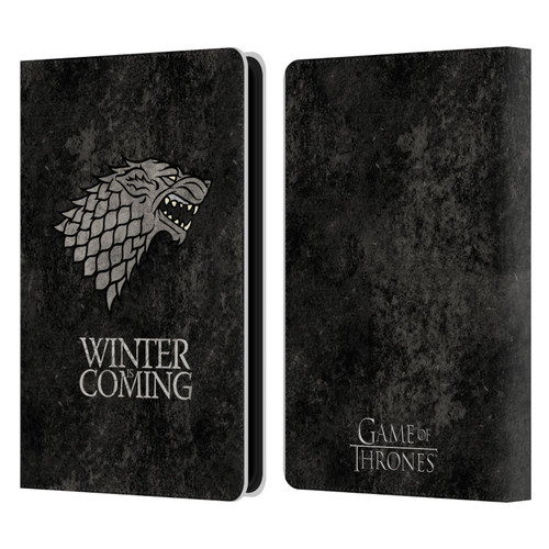 HBO Game of Thrones Dark Distressed Look Sigils Stark Leather Book Wallet Case Cover For Amazon Kindle Paperwhite 5 (2021)