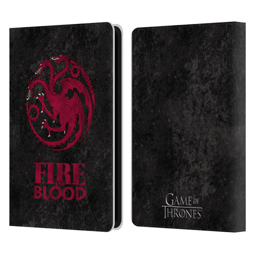 HBO Game of Thrones Dark Distressed Look Sigils Targaryen Leather Book Wallet Case Cover For Amazon Kindle Paperwhite 5 (2021)