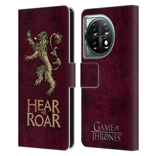 HBO Game of Thrones Dark Distressed Look Sigils Lannister Leather Book Wallet Case Cover For OnePlus 11 5G