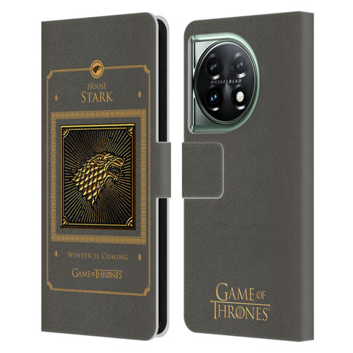 HBO Game of Thrones Golden Sigils Stark Border Leather Book Wallet Case Cover For OnePlus 11 5G
