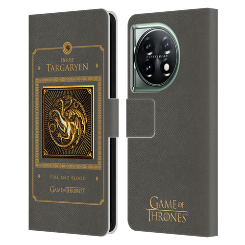 HBO Game of Thrones Golden Sigils Targaryen Border Leather Book Wallet Case Cover For OnePlus 11 5G