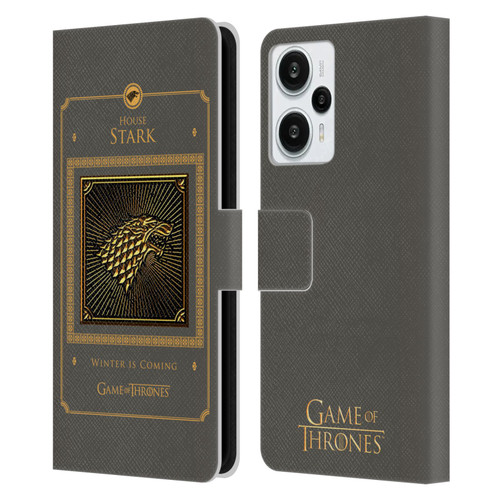 HBO Game of Thrones Golden Sigils Stark Border Leather Book Wallet Case Cover For Xiaomi Redmi Note 12T