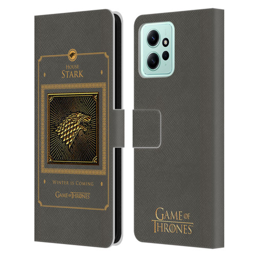 HBO Game of Thrones Golden Sigils Stark Border Leather Book Wallet Case Cover For Xiaomi Redmi 12