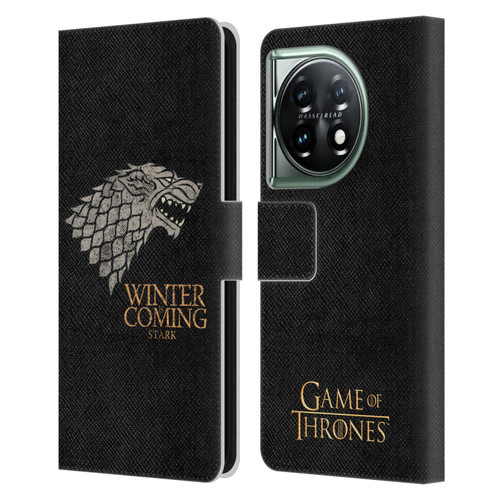 HBO Game of Thrones House Mottos Stark Leather Book Wallet Case Cover For OnePlus 11 5G