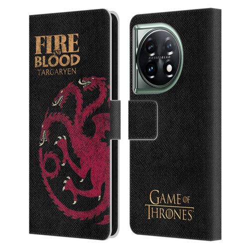 HBO Game of Thrones House Mottos Targaryen Leather Book Wallet Case Cover For OnePlus 11 5G