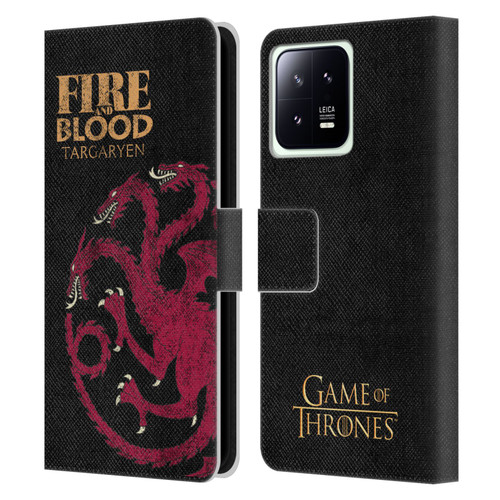 HBO Game of Thrones House Mottos Targaryen Leather Book Wallet Case Cover For Xiaomi 13 5G