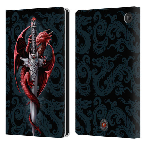 Anne Stokes Dragons Dagger Leather Book Wallet Case Cover For Amazon Fire 7 2022