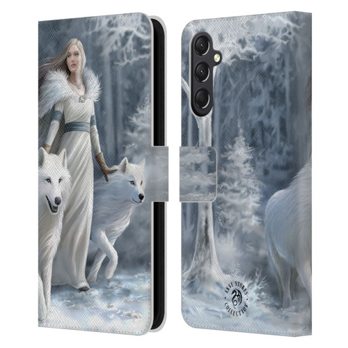 Anne Stokes Wolves Winter Guardians Leather Book Wallet Case Cover For Samsung Galaxy A24 4G / M34 5G
