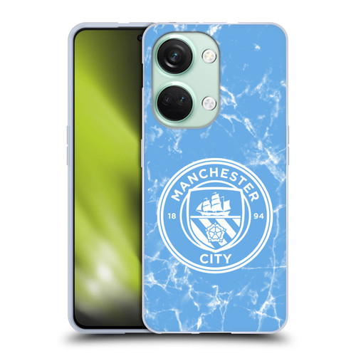 Manchester City Man City FC Marble Badge Blue White Mono Soft Gel Case for OnePlus Nord 3 5G