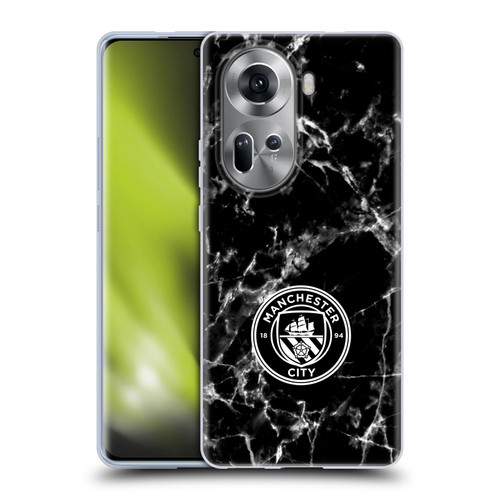 Manchester City Man City FC Marble Badge Black White Mono Soft Gel Case for OPPO Reno11