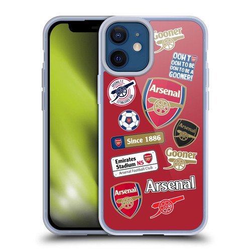 Arsenal FC Logos Collage Soft Gel Case for Apple iPhone 12 Mini & MagSafe