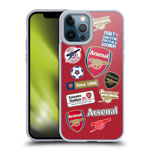 Arsenal FC Logos Collage Soft Gel Case for Apple iPhone 12 Pro Max & MagSafe