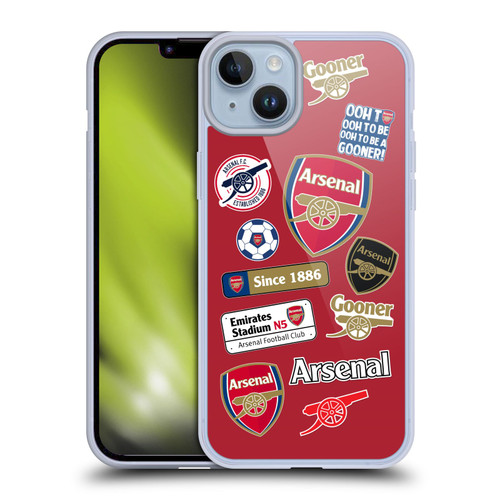 Arsenal FC Logos Collage Soft Gel Case for Apple iPhone 14 Plus