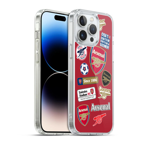 Arsenal FC Logos Collage Soft Gel Case for Apple iPhone 14 Pro Max & MagSafe