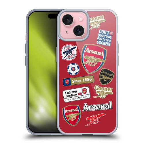 Arsenal FC Logos Collage Soft Gel Case for Apple iPhone 15